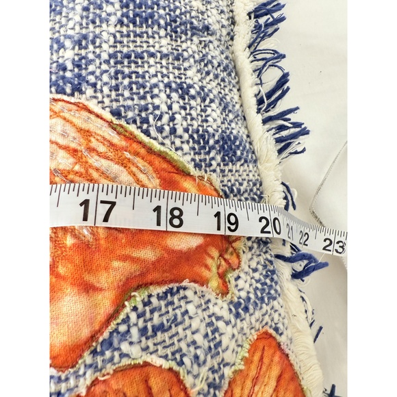 Imperial Collection Floral Flamingo Appliqué Beaded Fringed Throw Pillow - Picture 12 of 13